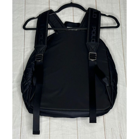 NWOT Polo Ralph Lauren Women’s Black Quilted Puffer Zipper Logo Backpack - Picture 4 of 4